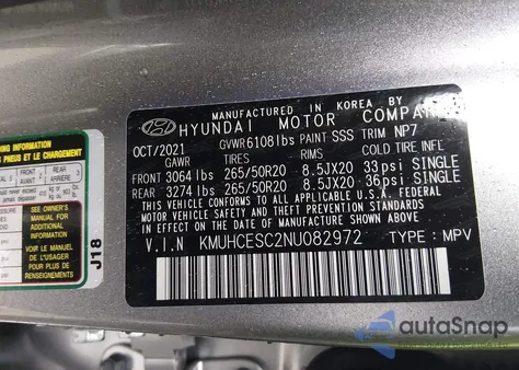 2022 Genesis Gv80 3.5T Awd z USA, uszkodzony, nr VIN KMUHCESC2NU082972